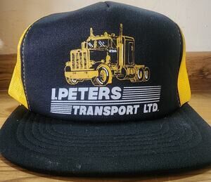 AJM Trucker Hat I. Peters Transport LTD. Semi Truck Adjustable Snapback See Pic